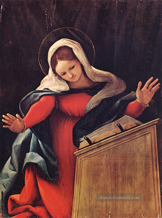 Annunciated Virgin 1527 Renaissance Lorenzo Lotto Ölgemälde